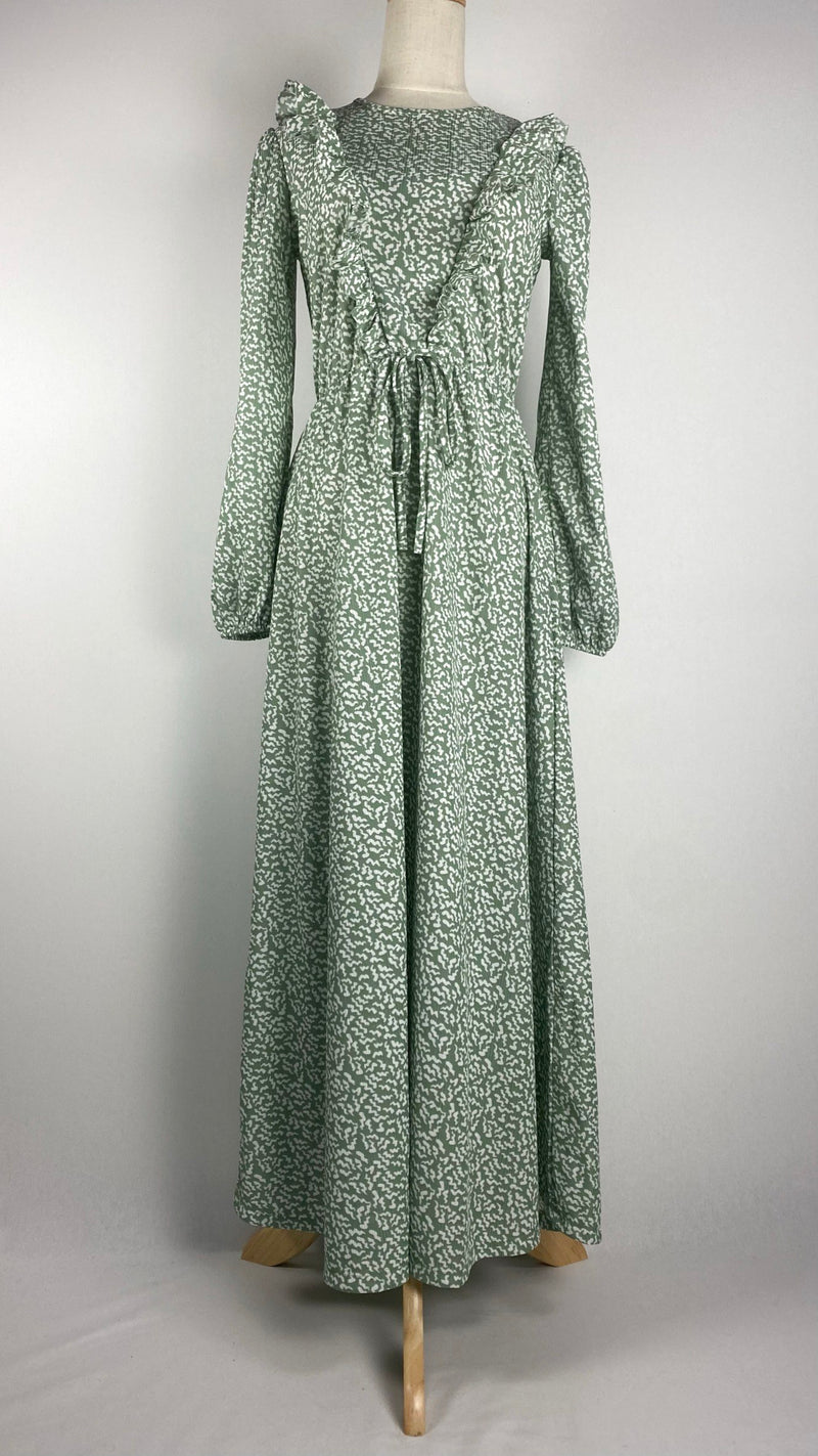 Long Sleeve Patterned Maxi Dress, Green