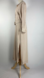 Long Sleeve Striped Maxi Dress, Beige