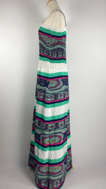 Spaghetti Straps Maxi Paisley Dress, Multicolor