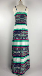 Spaghetti Straps Maxi Paisley Dress, Multicolor