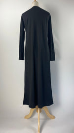 Long Sleeve Ribbed Open Maxi Cardigan, Black