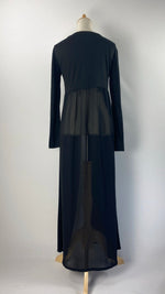 Long Sleeve Open Maxi Cardigan, Black