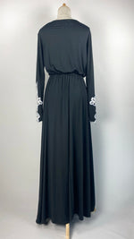 Long Sleeve Maxi Dress with Trim on Sleeves, Black