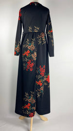 Long Sleeve Printed Maxi Dress, Black