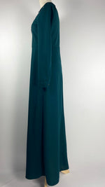 Long Sleeve Maxi Dress with Pleats + Pearls, Green