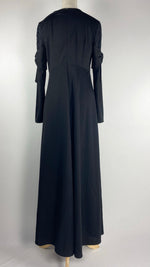 Long Sleeve Maxi Dress with Ties on Sleeves, Black