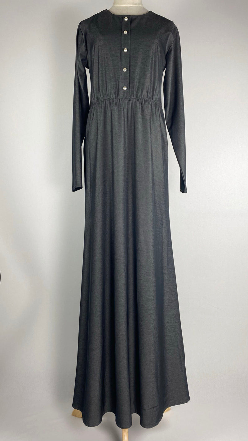 Long Sleeve Cinched Waist Maxi Dress, Gray