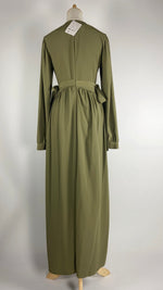 Long Sleeve Maxi Dress with Belted Waist, Green