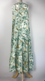 Sleeveless Printed Maxi Dress, Green