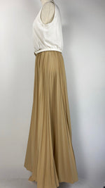 Sleeveless Pleated Maxi Dress, Beige