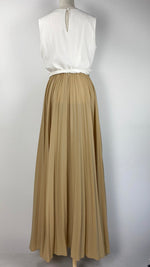 Sleeveless Pleated Maxi Dress, Beige