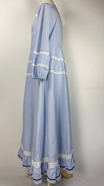 Long Sleeve Striped Button Up Maxi Dress, Blue