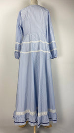 Long Sleeve Striped Button Up Maxi Dress, Blue