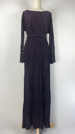 Long Sleeve Pleated Maxi Dress, Purple