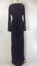 Long Sleeve Pleated Maxi Dress, Purple