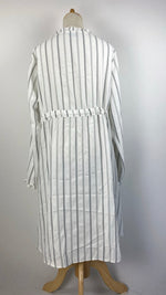 Long Sleeve Striped Button Up Top, White