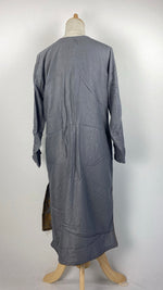 Long Sleeve Embroidered Kurta, Gray