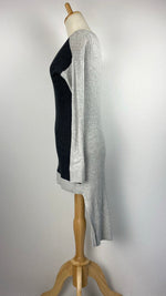 Long Sleeve Hi-Low Ribbed Block Top, Gray