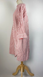 3/4 Sleeve Striped Hip Length Top, Pink