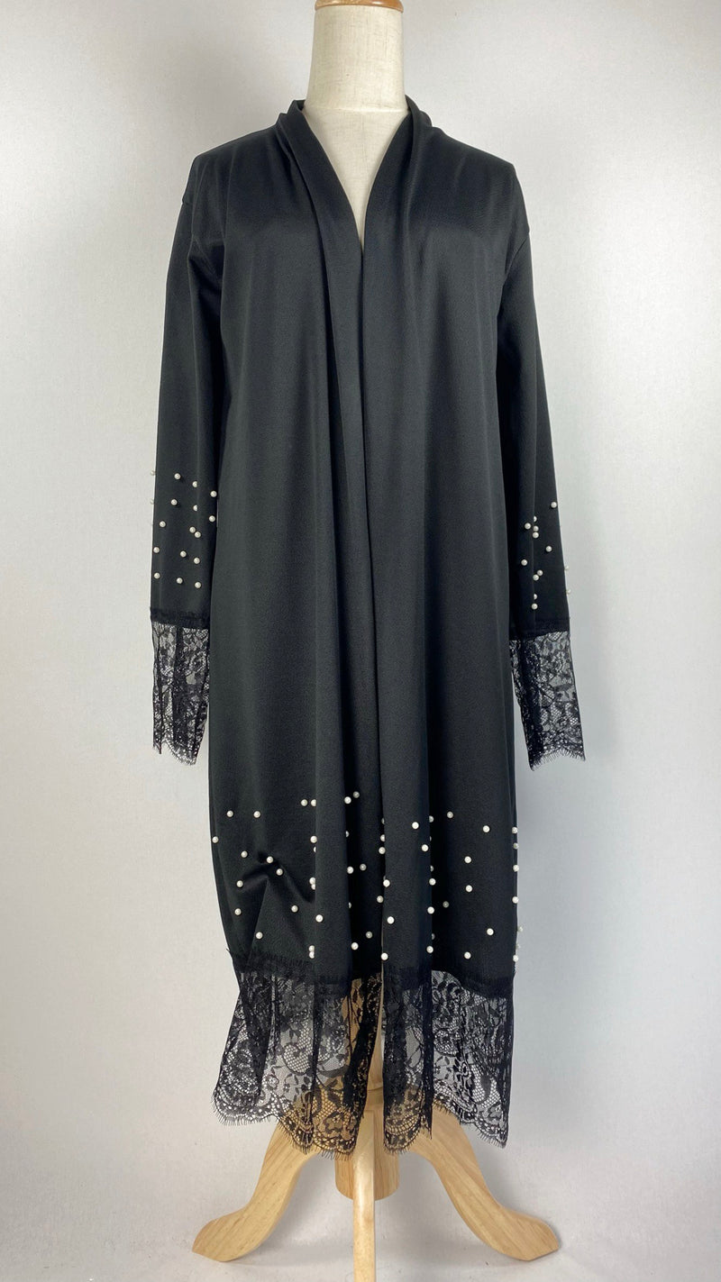 Long Sleeve Knee Length Open Cardigan, Black