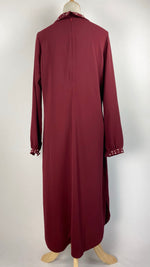 Long Sleeve Midi Length Top with Pearls, Maroon