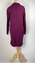 Long Sleeve Button Up Knee Length Top, Purple