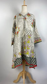 Long Sleeve Printed Kurta, Gray