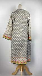 Long Sleeve Printed Kurta, Gray