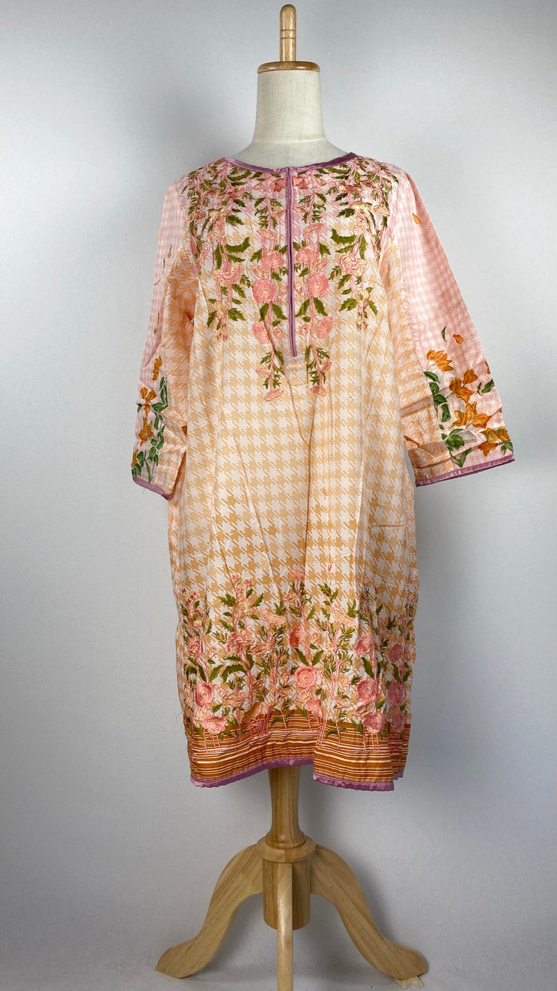 Long Sleeve Printed Kurta, Pink