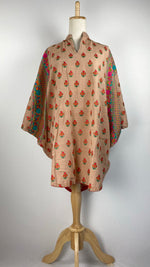 Short Sleeve Batwing Embroidered Kurta, Beige