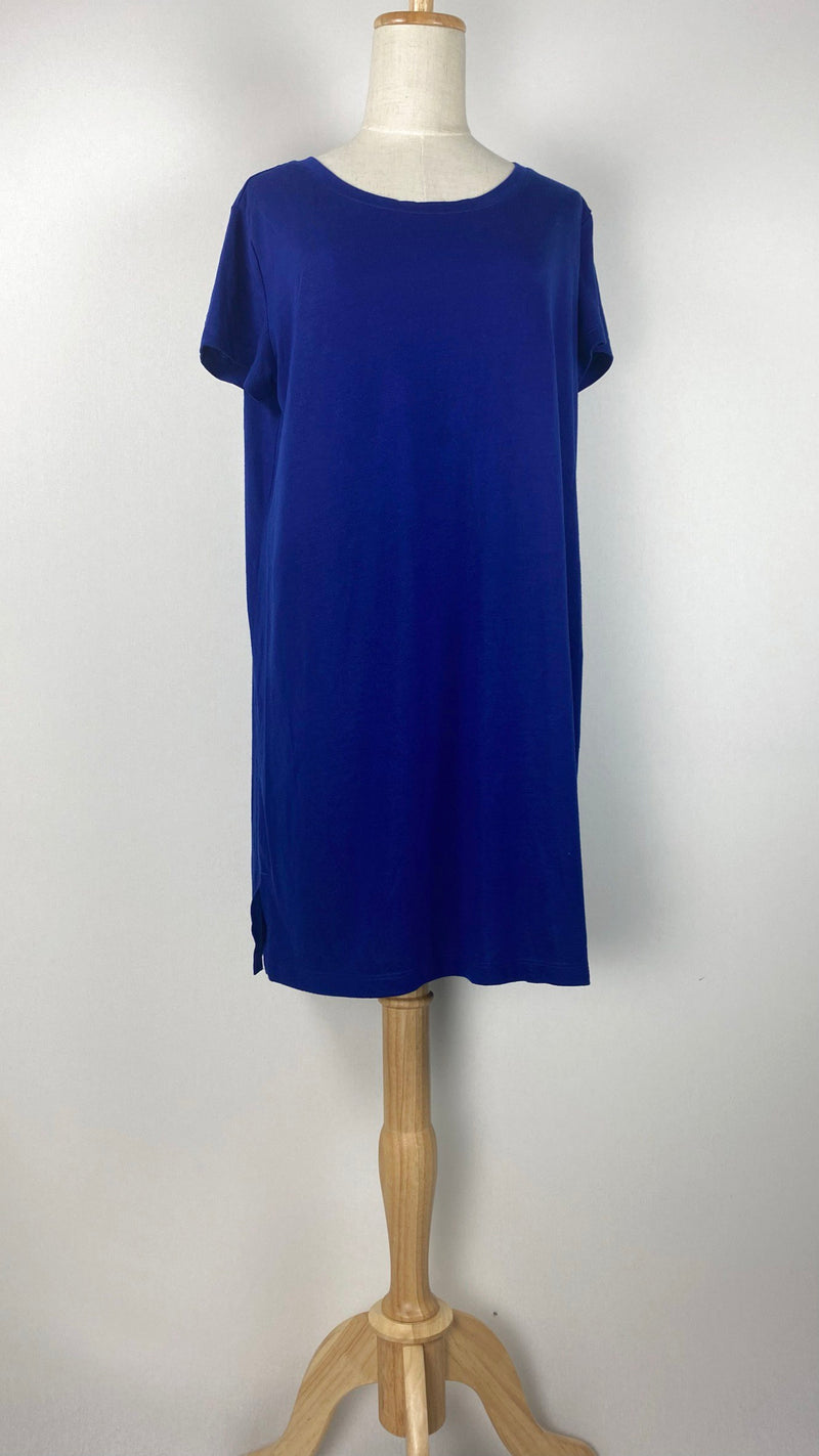 Short Sleeve Knit Knee Length Top, Blue