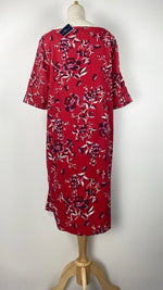 Short Sleeve Printed Knee Length Top, Red