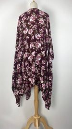 Short Sleeve Hip Length Open Cardigan, Maroon